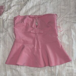 Pink Strapless Peplum Top